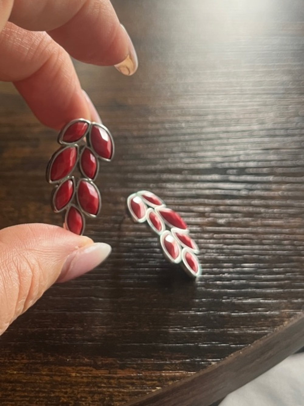 Old Navy Red Leaf Cluster Drop Earrings